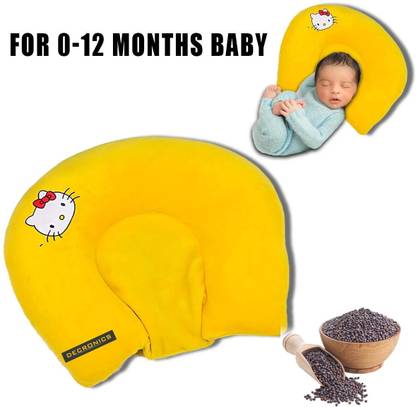 DECRONICS New Born Baby Round Head Shaping Mustard Seeds Pillow for 0-12 Months Babies Mustard Seeds Toons & Characters Baby Pillow Pack of 1