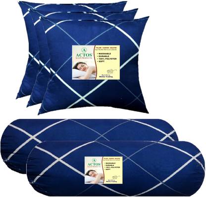 ACTOS Microfibre Bolster Pack of 5 Geometric 3 Cushion And 2