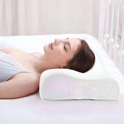 TLK-HWB Cervical Contour Memory Foam Pillow / Stomache / Side Sleepers / Anti-Snoring Memory Foam Nature Orthopaedic Pillow Pack of 1