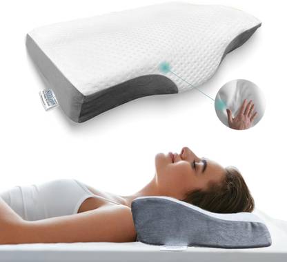 Sleepsia Cervical Pillow Contour Neck Support Pillow for Pain Relief & Improved Posture Memory Foam Solid Sleeping Pillow Pack of 1