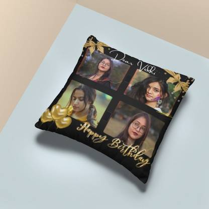 Thunder Buddy Personalized Happy Birthday Photo Collage Cushion For Birthday Gift Microfibre Toons & Characters Cushion Pack of 1
