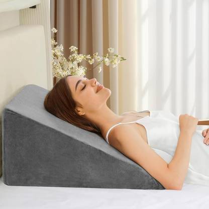CUSHIO Memory Foam Orthopaedic Pillow Pack of 1 Solid Memory Foam Bed Wedge Pillow for Back Support, Leg Elevation, Acid Reflux