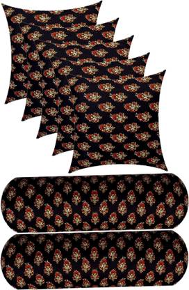 Changers Combo Set of 5 Cushion And 2 Bolster Microfibre Floral Sleeping Pillow Pack of 7