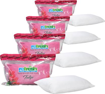 Refresh Microfibre Sleeping Pillow Pack of 4 Solid Premium Fabric Covering For Enhanced Feel