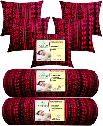 ACTOS Microfibre Bolster Pack of 7 Geometric 5 Cushion And 2 Bolster