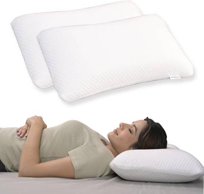 WELLGIVER Memory Foam Sleeping Pillow Pack of 2 Solid Comfort Cloud Orthopedic Pillow for Neck And Shoulder Pain With Zipper Cover -
