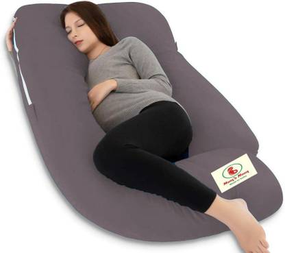 Mom's Moon Microfibre Pregnancy Pillow Pack of 1 Solid Premium Multipurpose Microfiber Solid With 100% Cotton Cover And Zippered cover