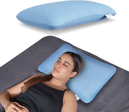 WELLGIVER Memory Foam Sleeping Pillow Pack of 1 Solid Shredded Memory Foam Pillow| Washable Blue Jacquard Cover |