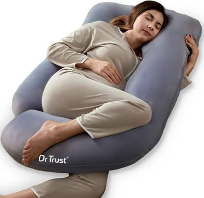 Dr Trust USA J Shape Full Body Support Maternity Pillow for Pregnant Women Side Sleepers Microfibre Solid Pregnancy Pillow Pack of 1