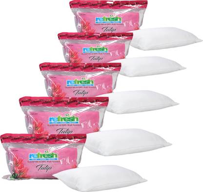 Refresh Microfibre Sleeping Pillow Pack of 5 Solid Premium Fabric Covering For Enhanced Feel