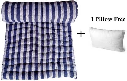 LBN Soft Cotton Filled Mattress Gadda 3x6 (3 inch Single) Cotton Mattress + Pillow Cotton Stripes Sleeping Pillow Pack of 1