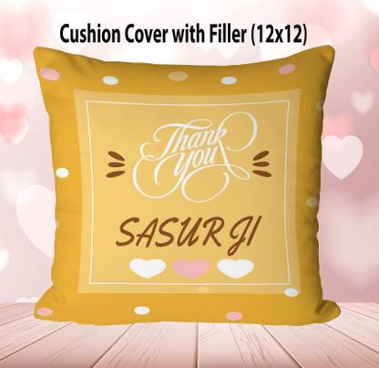 NH10 DESIGNS Sasur Ji Printed Cushion Pillow For Sasur Ji 12x12 inch TY12CU 106 Microfibre Solid Cushion Pack of 1