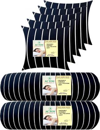 ACTOS Microfibre Bolster Pack of 7 Stripes 5 Cushion And 2
