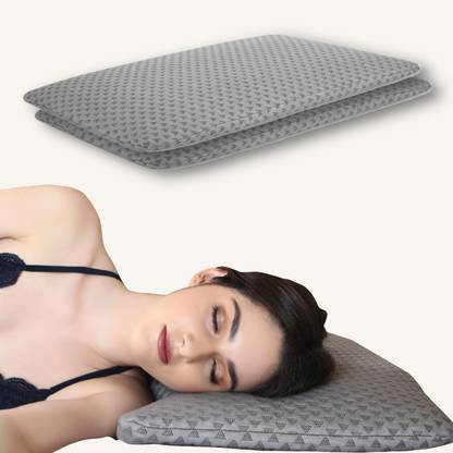 Dormyo Luxe Ultra Thin Orthopedic Ergonomic Memory Foam Pillow Size (25.5"x16.5"x1") Memory Foam Solid Sleeping Pillow Pack of 2