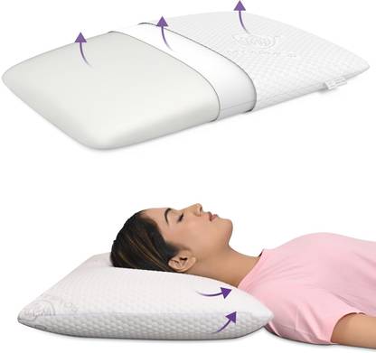 MY ARMOR Orthopedic Memory Foam Pillow, Thin - 24.5" x 15.5" x 4" (With Outer Cover) – Memory Foam Solid Orthopaedic Pillow Pack of 1