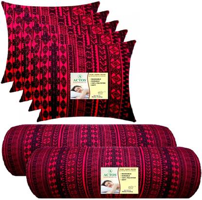 ACTOS Microfibre Bolster Pack of 7 Geometric 5 Cushion And 2