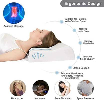 REYCONA Memory Foam Orthopaedic Pillow Pack of 1 Solid Cervical Contour Memory Stomache / Side Sleepers / Anti-Snoring