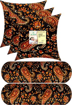 ACTOS Combo Set Of 3 Cushion And 2 Microfibre Floral Bolster Pack of 5