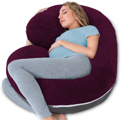 Daddy Cool velvet C shaped Reversible Microfibre Solid Pregnancy Pillow Pack of 1