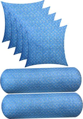 ACTOS Microfibre Cushion Pack of 7 Floral Combo Set of 2 Bolster And 5