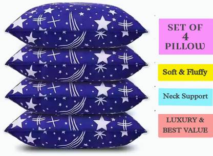 GOGA Blue Print Polyester Fibre Abstract Sleeping Pillow Pack of 4