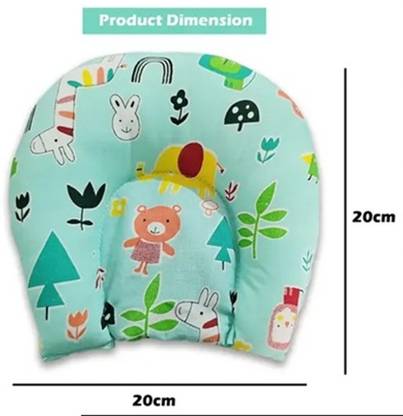 DECRONICS Baby Head Shaping Cute Printed Pillow for 0-12 Months Newborn Babies Mustard Seeds Animals Baby Pillow Pack of 1