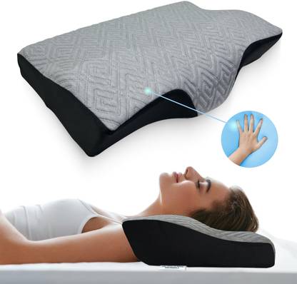 Sleepsia Gel Memory Foam Pillow, Contour Cervical Pillow for Neck & Shoulder Pain Memory Foam Solid Sleeping Pillow Pack of 1