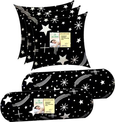 ACTOS Microfibre Bolster Pack of 5 Geometric 3 Cushion And 2