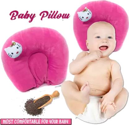 KidVibe SUPER SOFT MUSTURD SEED FILLING BABY HEAD SHAPER PILLOW Microfibre Animals Baby Pillow Pack of 1