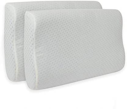 Sleepsia Memory Foam Contour Pillow for Neck Pain Relief, Ergonomic, Cervical Pillow - Memory Foam Memory Foam Contour Shape Orthopaedic Pillow Pack of 2