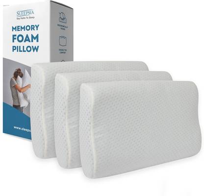Sleepsia Memory Foam Orthopaedic Pillow Pack of 3 Memory Foam Contour Shape