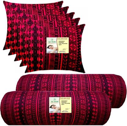 ACTOS Microfibre Bolster Pack of 7 Geometric 5 Cushion And 2