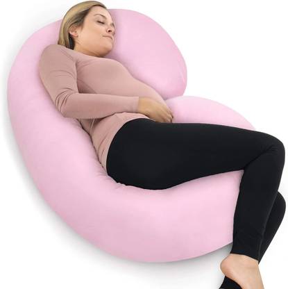 JAGA HOME DECOR C Shape Cotton Solid Pregnancy Pillow Pack of 1