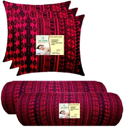 ACTOS Microfibre Bolster Pack of 5 Geometric 3 Cushion And 2