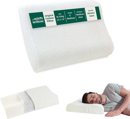 The White Willow Queen Size Cervical Contour Memory Foam Solid Orthopaedic Pillow Pack of 1