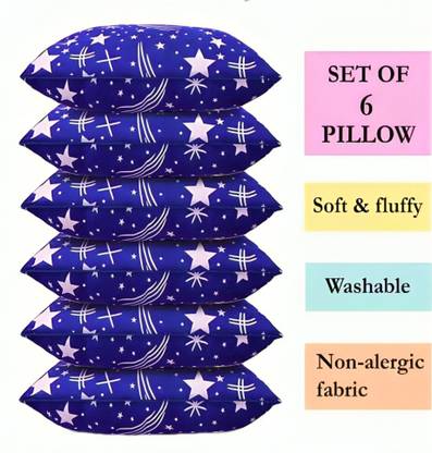 vraanc Luxury Polyester Fibre Abstract, Floral Sleeping Pillow Pack of 6