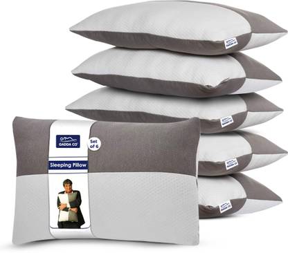 GADDA CO Hollow Sleeping Fiber Pillow with Zip | Height Adjustable Sleeping Pillow, Polyester Fibre Solid Sleeping Pillow Pack of 6