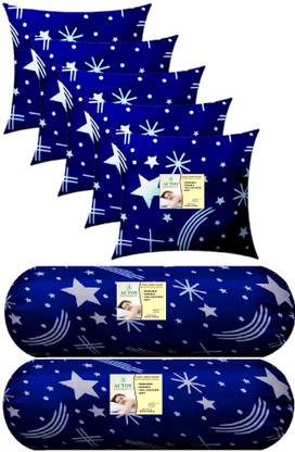 ACTOS Combo Set Of 5 Cushion And 2 Microfibre Nature Bolster Pack of 7