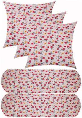DONDA 3 Cushion 2 Bolster Microfibre Floral Bolster Pack of 5