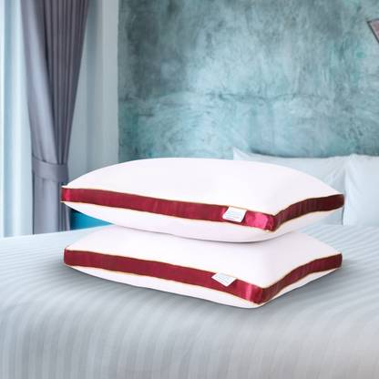 स्लीप्सिया Luxurious Microfibre Pillow for Sleeping, Ultrasoft Pillow, Cloud Pillow- माइक्रोफाइबर धारीदार सोने वाली तकिया 2 का पैक