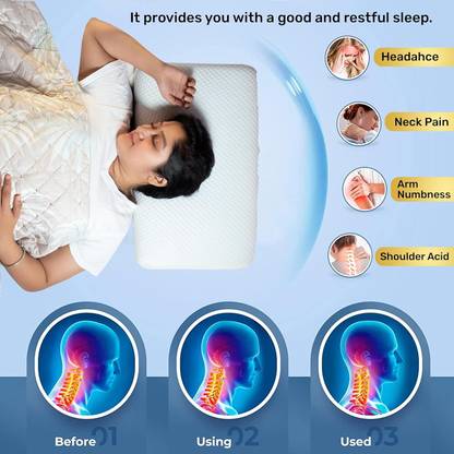 EVAGROW PLUS ?Hypoallergenic Memory Foam Solid Orthopaedic Pillow Pack of 1 (White) Memory Foam, Foam Solid Orthopaedic Pillow Pack of 1