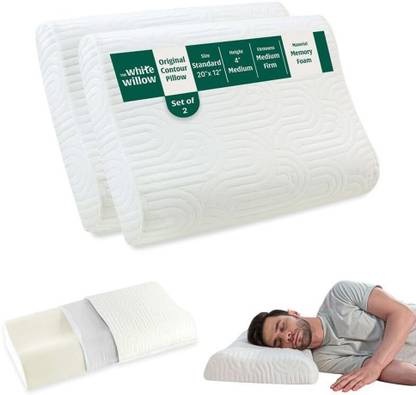 The White Willow Memory Foam Orthopaedic Pillow Pack of 2 Solid Small Size Cervical Contour
