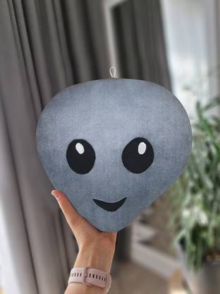 Oscar Home Cotton Cushion Pack of 1 Solid Emoji Alien Face Emoticon Cushion Stuffed Plush Soft Pillow 35 x 35 cms