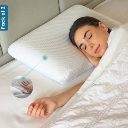Sleepsia Orthopedic Bed Pillow for Sleeping & Neck Pain Relief Suitable - Memory Foam Solid Orthopaedic Pillow Pack of 2