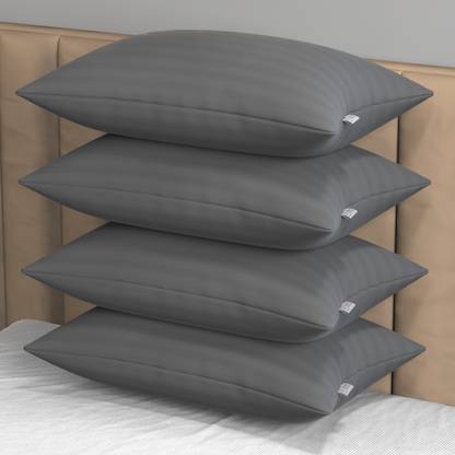 MY ARMOR Soft and Fluffy Microfiber Pillow Height Adjustable with Inner Cover, 41x61 cm, Microfibre Stripes Sleeping Pillow Pack of 4