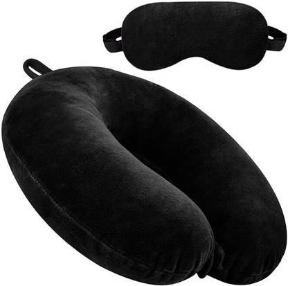 JSR_MART U Shaped Micro Fiber Cushion Neck Rest Pillow With B Eye Mask Neck Pillow & Eye Shade