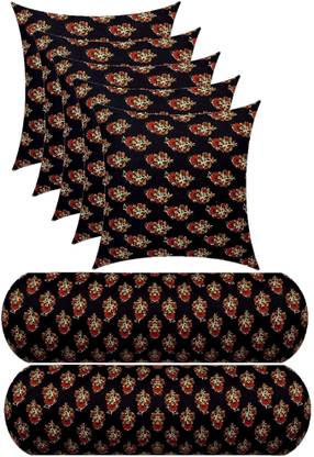 ACTOS 2 Bolster and 5 Microfibre Floral Cushion Pack of 7