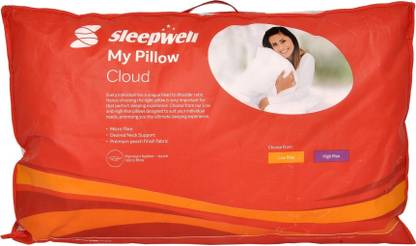 Sleepwell PU Foam Bed/Sleeping Pillow Pack of 1 Cloud Low Rise Neck Support Pillow Set || Comfort And Support Pillow