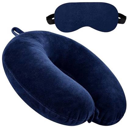 JSR Travel Neck Pillow Matching Eye Mask Combo for Travel in Head Rest with Eye mask Neck Pillow & Eye Shade