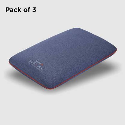 SPRINGFIT Memory Foam Sleeping Pillow Pack of 3 Solid Slim Chill Breathable & Cooling Neck Support Cool Gel
